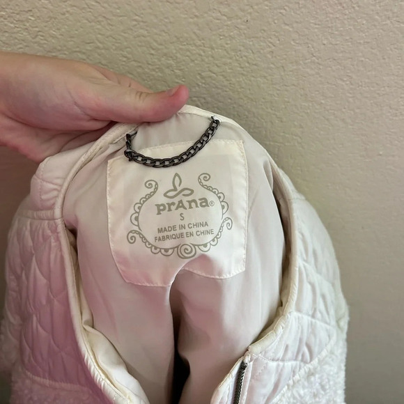 PrAna Good Lux Sherpa Quilted Ivory Zip Up Jacket Off White Minimal Lined Size S - Picture 8 of 10